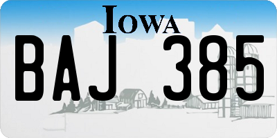 IA license plate BAJ385