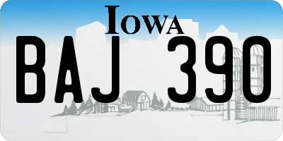 IA license plate BAJ390