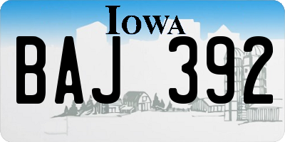 IA license plate BAJ392