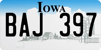 IA license plate BAJ397