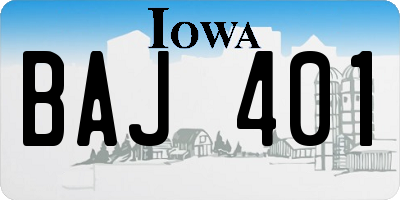 IA license plate BAJ401