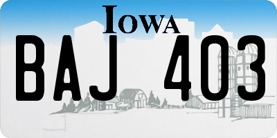 IA license plate BAJ403