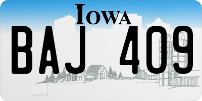 IA license plate BAJ409