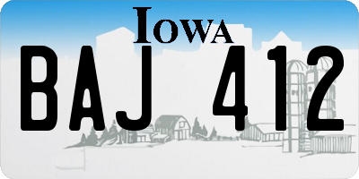 IA license plate BAJ412