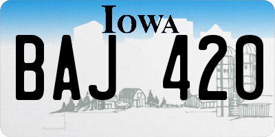 IA license plate BAJ420