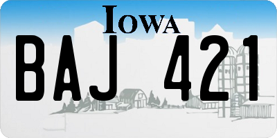 IA license plate BAJ421