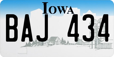 IA license plate BAJ434