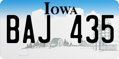 IA license plate BAJ435