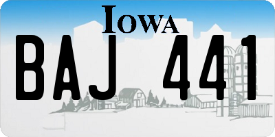 IA license plate BAJ441