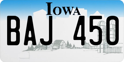 IA license plate BAJ450