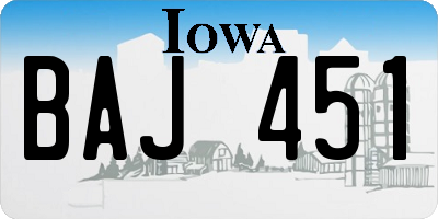 IA license plate BAJ451