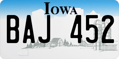 IA license plate BAJ452
