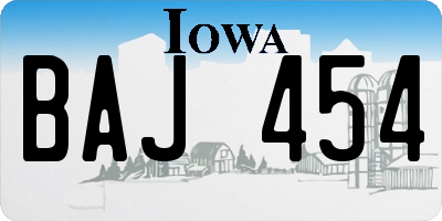 IA license plate BAJ454