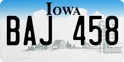 IA license plate BAJ458