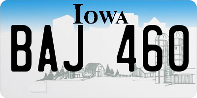 IA license plate BAJ460