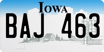 IA license plate BAJ463