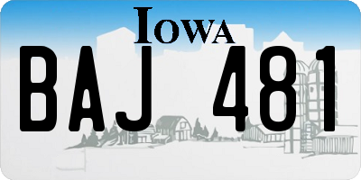 IA license plate BAJ481