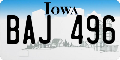 IA license plate BAJ496