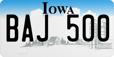 IA license plate BAJ500