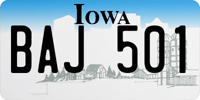 IA license plate BAJ501