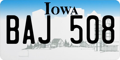 IA license plate BAJ508