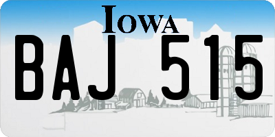 IA license plate BAJ515