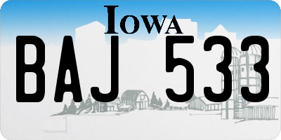 IA license plate BAJ533