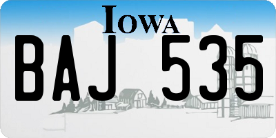 IA license plate BAJ535