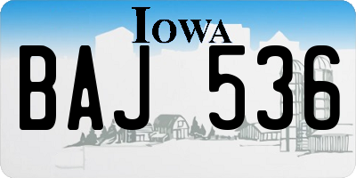 IA license plate BAJ536