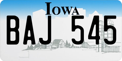 IA license plate BAJ545