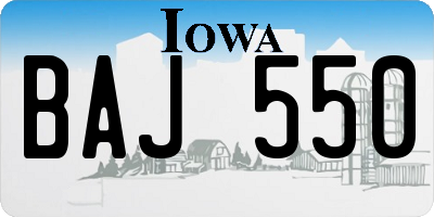 IA license plate BAJ550