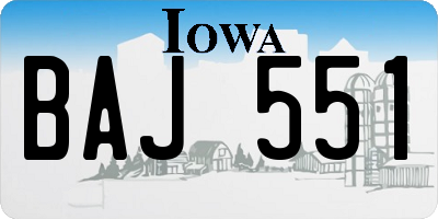 IA license plate BAJ551