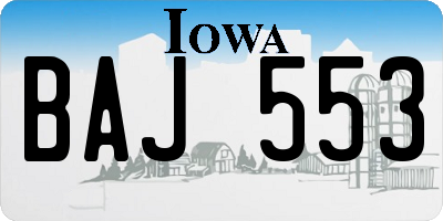 IA license plate BAJ553