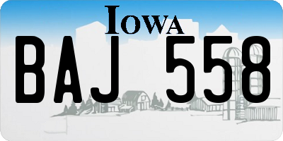 IA license plate BAJ558