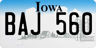 IA license plate BAJ560