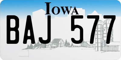 IA license plate BAJ577