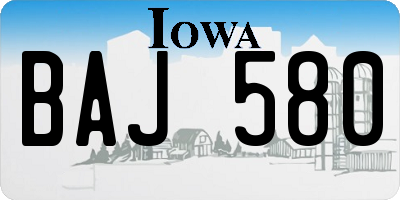 IA license plate BAJ580