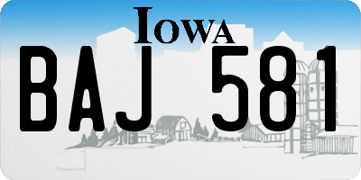 IA license plate BAJ581
