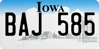 IA license plate BAJ585