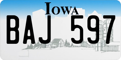 IA license plate BAJ597