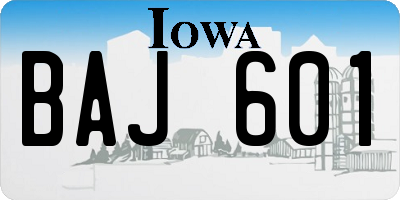 IA license plate BAJ601