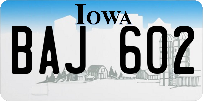 IA license plate BAJ602