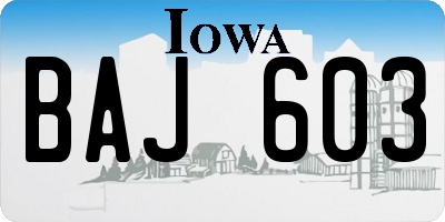 IA license plate BAJ603