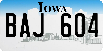 IA license plate BAJ604