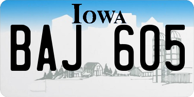 IA license plate BAJ605