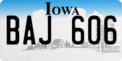 IA license plate BAJ606