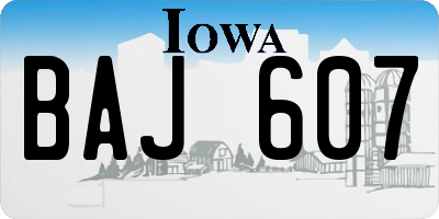 IA license plate BAJ607