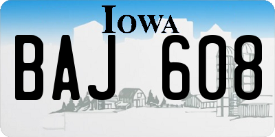 IA license plate BAJ608