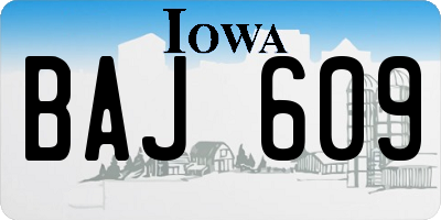 IA license plate BAJ609