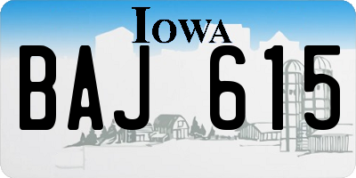 IA license plate BAJ615